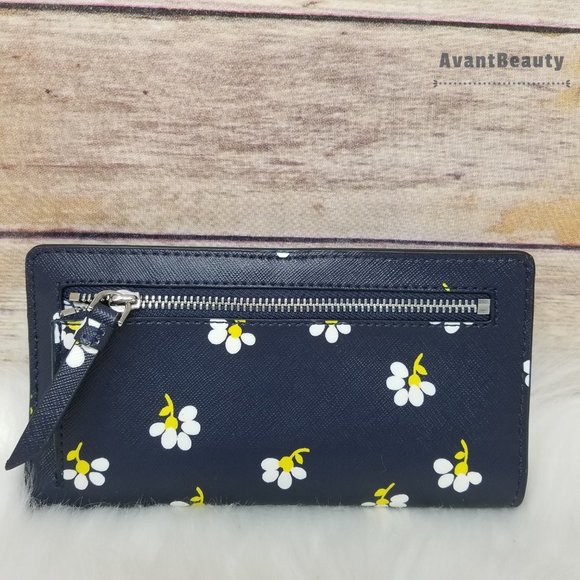 Kate Spade Bifold Wallet Daisy Toss Night Cap Navy - Picture 5 of 7